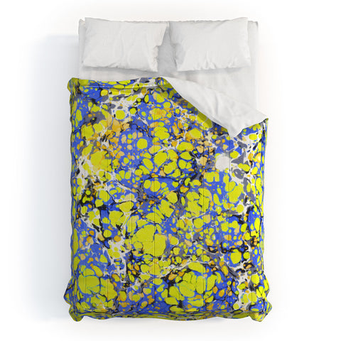 Amy Sia Marble Bubble Blue Yellow Comforter