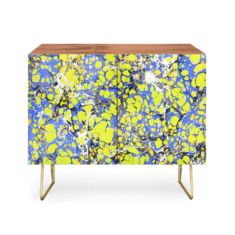 Amy Sia Marble Bubble Blue Yellow Credenza