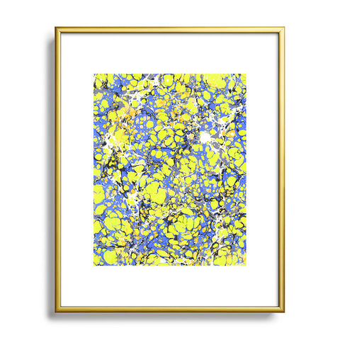 Amy Sia Marble Bubble Blue Yellow Metal Framed Art Print