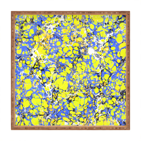 Amy Sia Marble Bubble Blue Yellow Square Tray