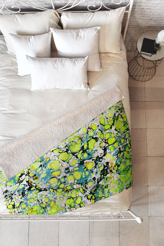 Amy Sia Marble Bubble Neon Fleece Throw Blanket
