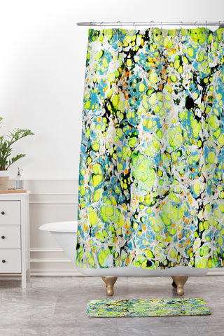 Amy Sia Marble Bubble Neon Shower Curtain And Mat