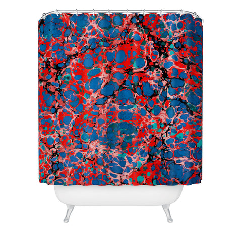 Amy Sia Marble Bubble Red Shower Curtain