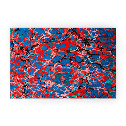 Amy Sia Marble Bubble Red Welcome Mat