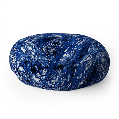 Amy Sia Marble Dark Blue Floor Pillow Round