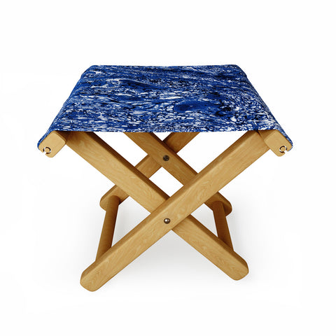 Amy Sia Marble Dark Blue Folding Stool