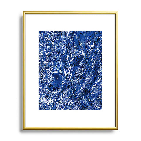 Amy Sia Marble Dark Blue Metal Framed Art Print