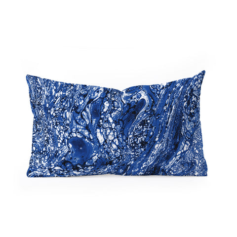 Amy Sia Marble Dark Blue Oblong Throw Pillow