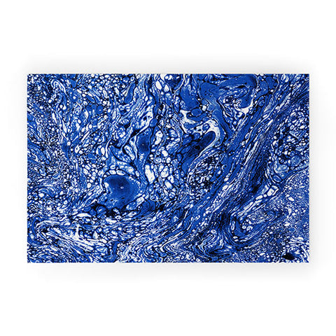 Amy Sia Marble Dark Blue Welcome Mat