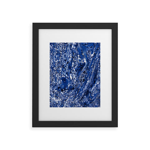 Amy Sia Marble Dark Blue Framed Art Print