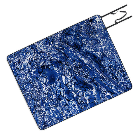Amy Sia Marble Dark Blue Picnic Blanket