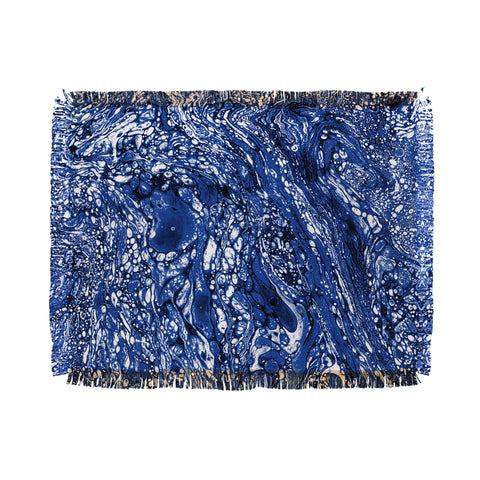 Amy Sia Marble Dark Blue Throw Blanket