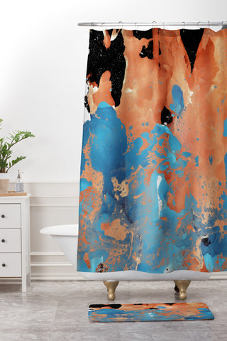 Amy Sia Marble Inversion II Shower Curtain And Mat