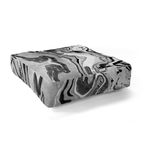 Amy Sia Marble Monochrome Black Floor Pillow Square