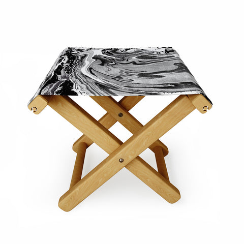 Amy Sia Marble Monochrome Black Folding Stool