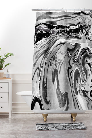 Amy Sia Marble Monochrome Black Shower Curtain And Mat