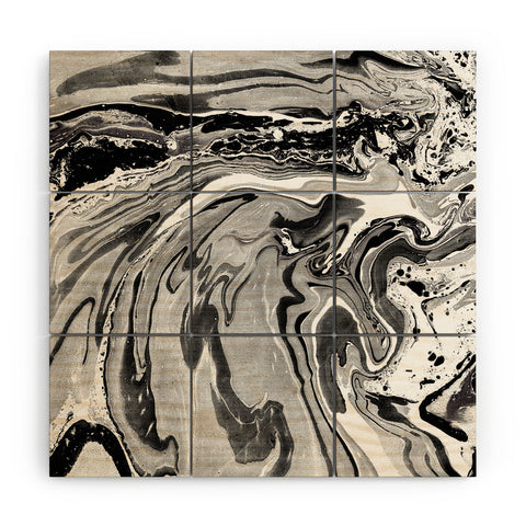 Amy Sia Marble Monochrome Black Wood Wall Mural
