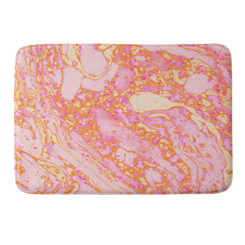 Amy Sia Marble Orange Pink Memory Foam Bath Mat