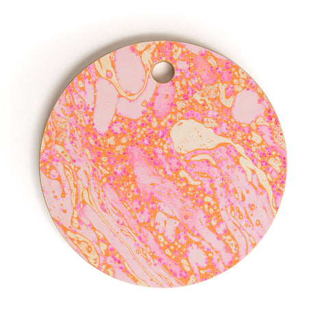 Amy Sia Marble Orange Pink Cutting Board Round