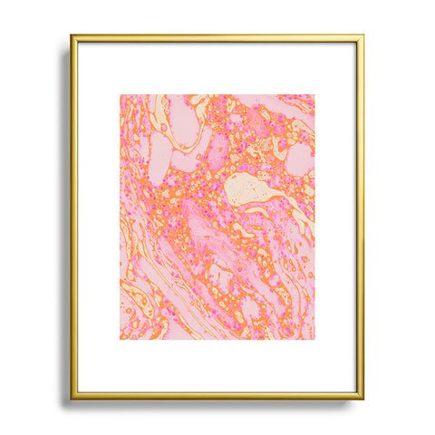 Amy Sia Marble Orange Pink Metal Framed Art Print
