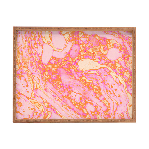 Amy Sia Marble Orange Pink Rectangular Tray