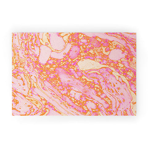 Amy Sia Marble Orange Pink Welcome Mat