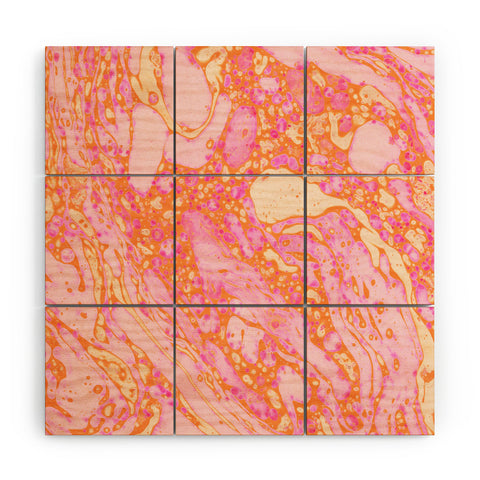 Amy Sia Marble Orange Pink Wood Wall Mural