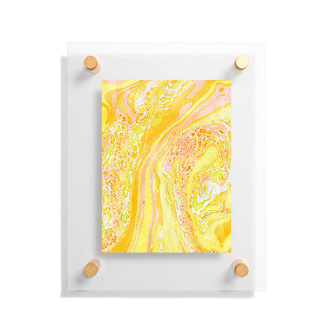 Amy Sia Marble Sunshine Yellow Floating Acrylic Print