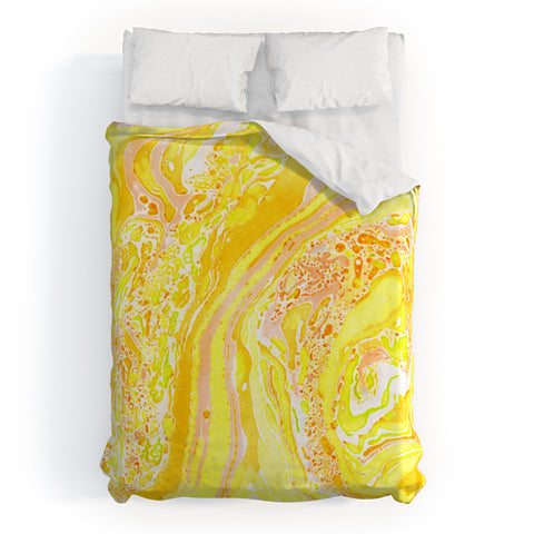 Amy Sia Marble Sunshine Yellow Duvet Cover