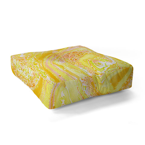 Amy Sia Marble Sunshine Yellow Floor Pillow Square