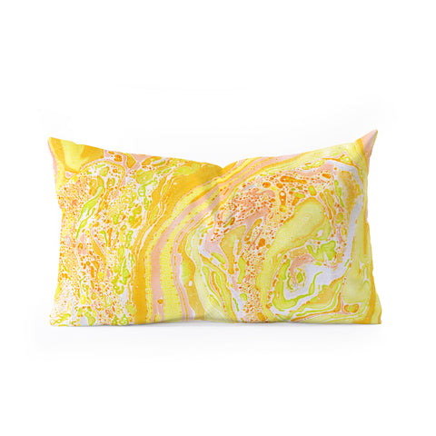 Amy Sia Marble Sunshine Yellow Oblong Throw Pillow
