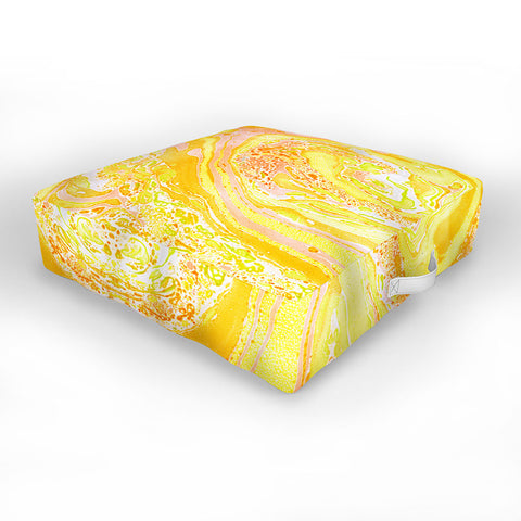 Amy Sia Marble Sunshine Yellow Outdoor Floor Cushion