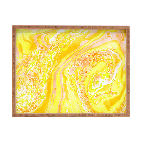 Amy Sia Marble Sunshine Yellow Rectangular Tray