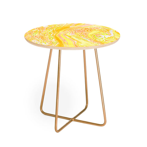 Amy Sia Marble Sunshine Yellow Round Side Table