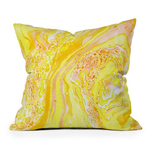 Amy Sia Marble Sunshine Yellow Throw Pillow