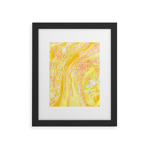 Amy Sia Marble Sunshine Yellow Framed Art Print