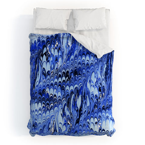 Amy Sia Marble Wave Blue Duvet Cover