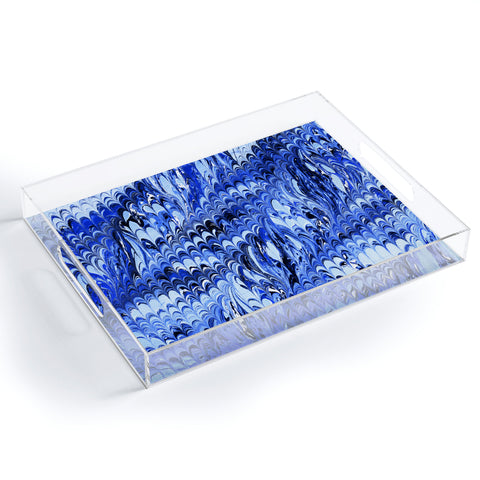 Amy Sia Marble Wave Blue Acrylic Tray