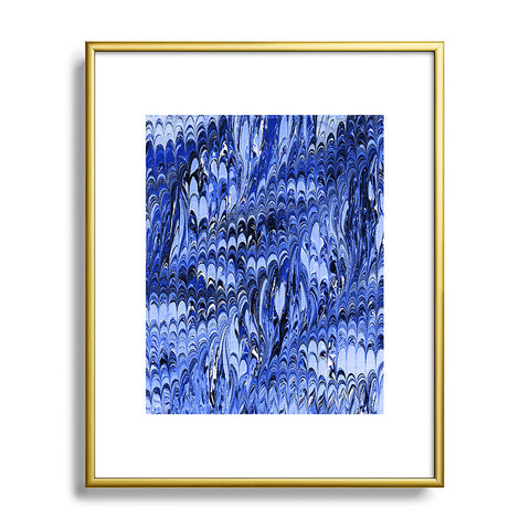 Amy Sia Marble Wave Blue Metal Framed Art Print