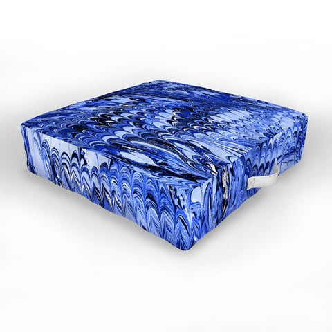 Amy Sia Marble Wave Blue Outdoor Floor Cushion