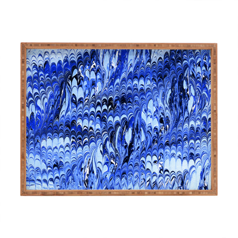 Amy Sia Marble Wave Blue Rectangular Tray