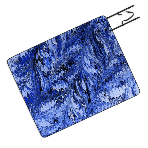 Amy Sia Marble Wave Blue Picnic Blanket