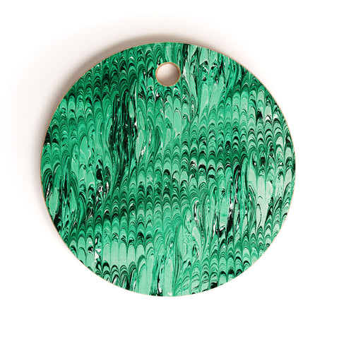 Amy Sia Marble Wave Emerald Cutting Board Round