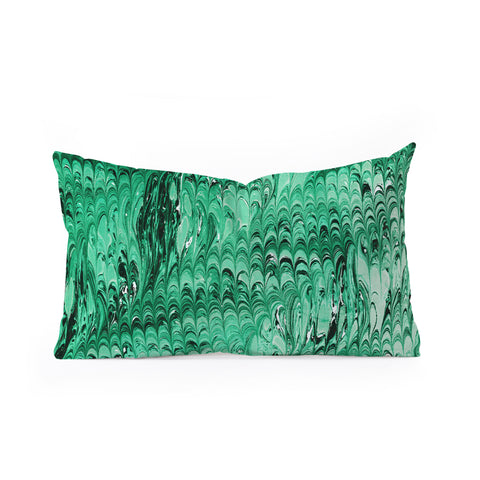 Amy Sia Marble Wave Emerald Oblong Throw Pillow