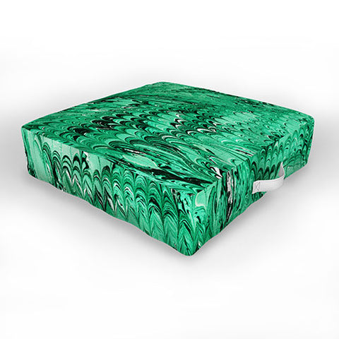 Amy Sia Marble Wave Emerald Outdoor Floor Cushion