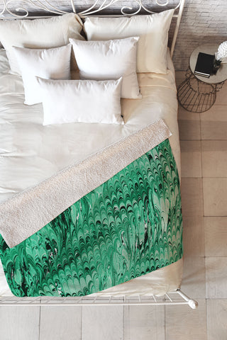 Amy Sia Marble Wave Emerald Fleece Throw Blanket