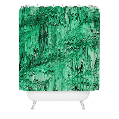 Amy Sia Marble Wave Emerald Shower Curtain