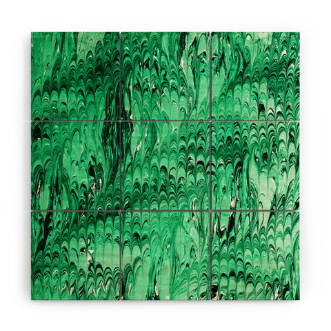 Amy Sia Marble Wave Emerald Wood Wall Mural