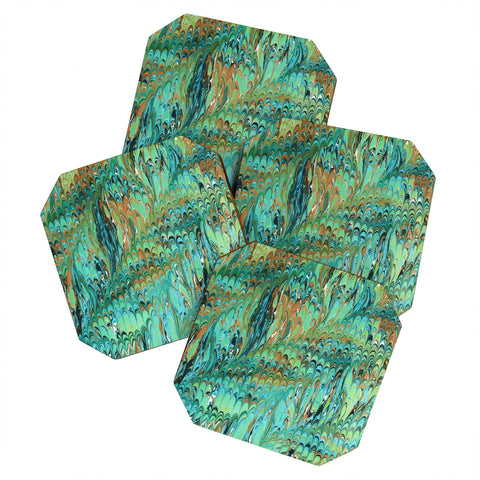 Amy Sia Marble Wave Sea Green Coaster Set