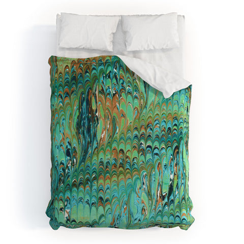 Amy Sia Marble Wave Sea Green Duvet Cover